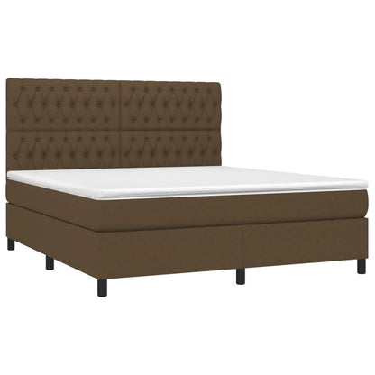Letto a Molle Materasso e LED MarroneScuro 180x200cm in Tessuto | homemem39
