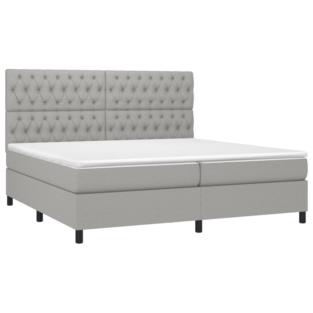 Letto a Molle Materasso e LED Grigio Chiaro 200x200 cm Tessuto - homemem39