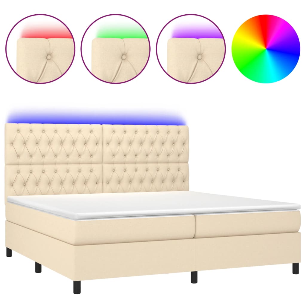 Letto a Molle Materasso e LED bianco 200x200cm in Tessuto - homemem39