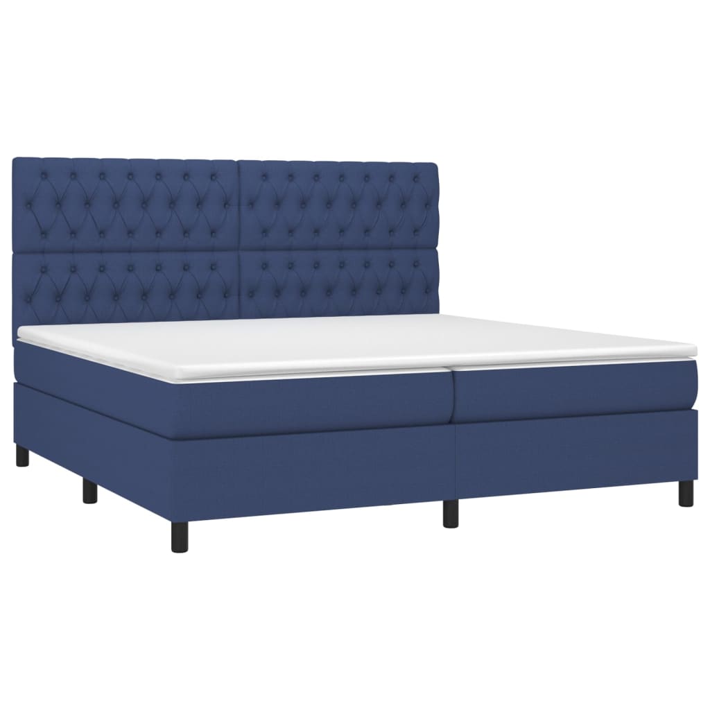 Letto a Molle Materasso e LED Blu 200x200cm in Tessuto - homemem39