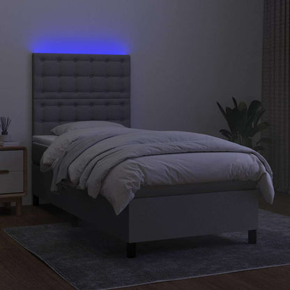 Letto a Molle Materasso e LED Grigio Chiaro 90x200 cm Tessuto