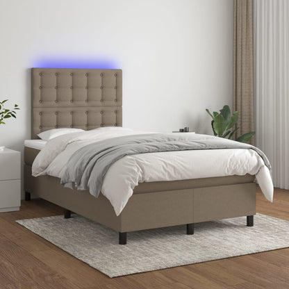 Letto a Molle con Materasso e LED Tortora 120x200cm in Tessuto | homemem39