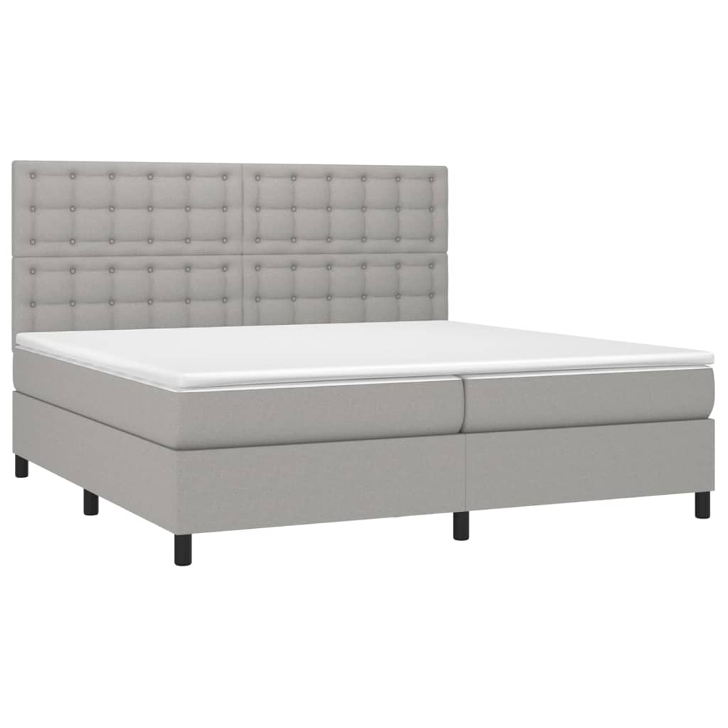 Letto a Molle Materasso e LED Grigio Chiaro 200x200 cm Tessuto - homemem39