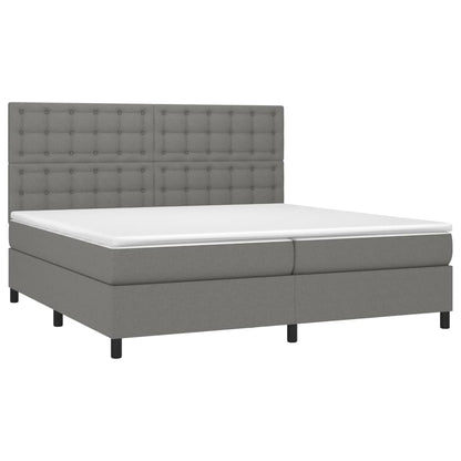 Letto a Molle Materasso e LED Grigio Scuro 200x200cm in Tessuto - homemem39