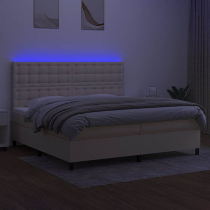 Letto a Molle Materasso e LED bianco 200x200cm in Tessuto