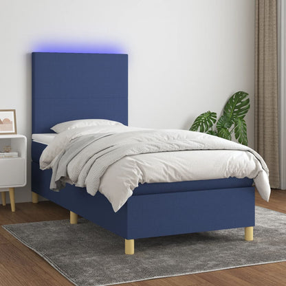 Letto a Molle con Materasso e LED Blu 80x200 cm in Tessuto | homemem39