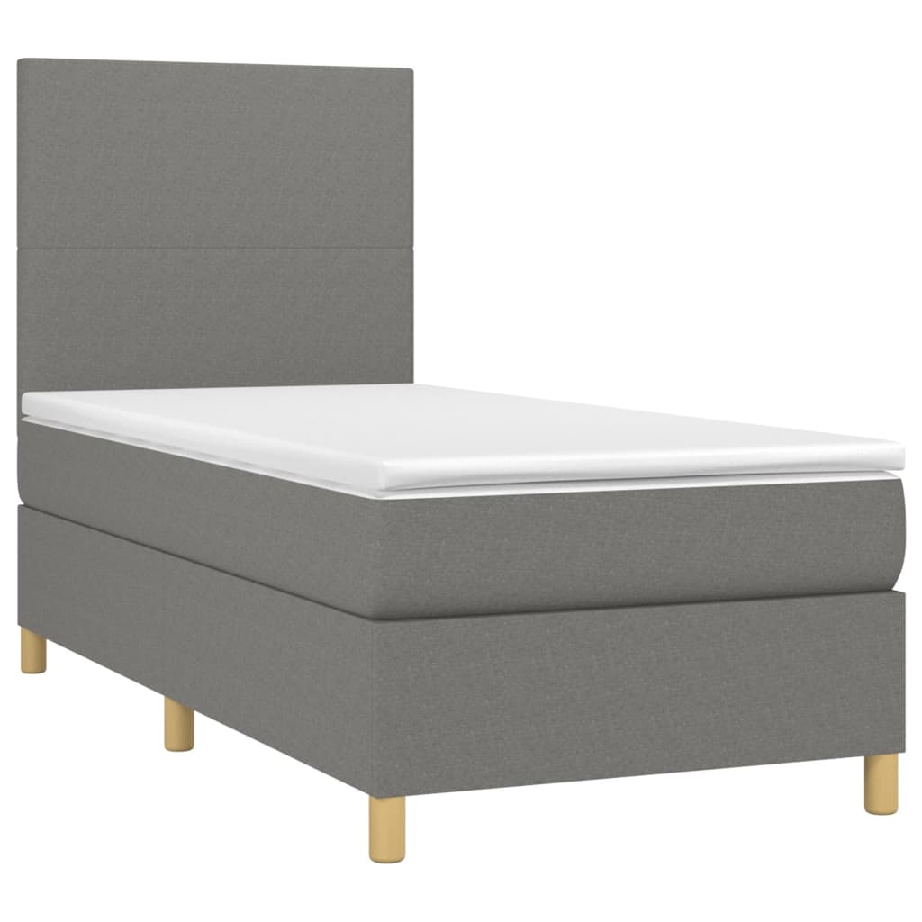 Letto a Molle Materasso e LED Grigio Scuro 90x190 cm in Tessuto | homemem39