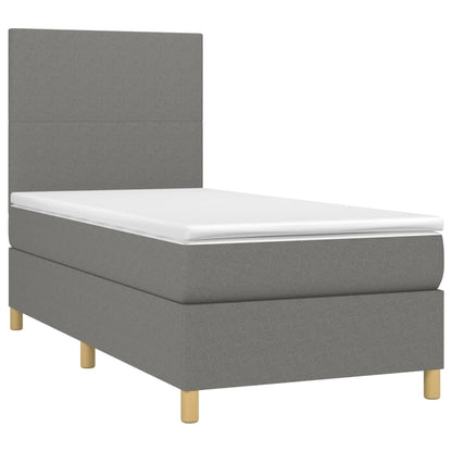 Letto a Molle Materasso e LED Grigio Scuro 90x190 cm in Tessuto | homemem39