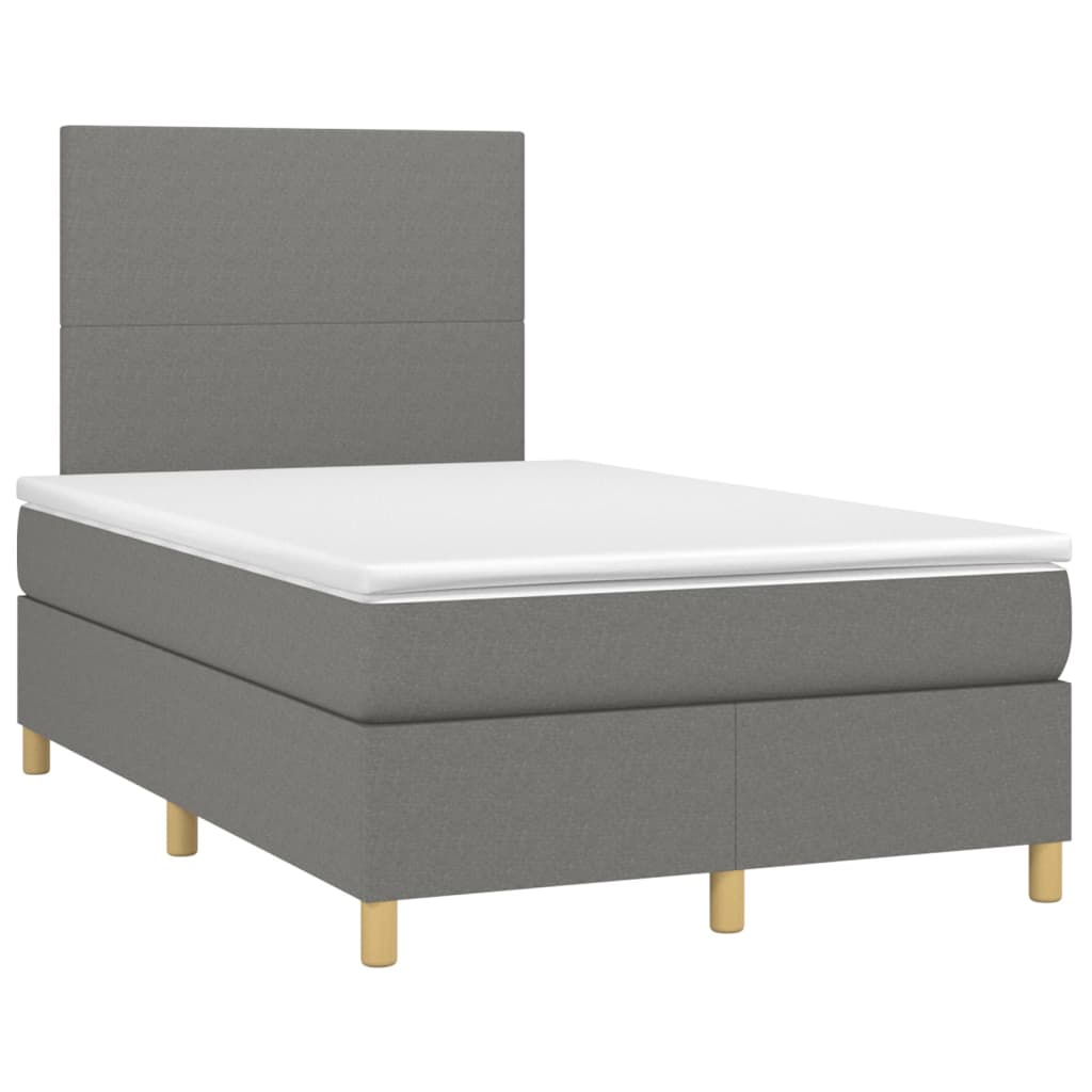 Letto a Molle Materasso e LED Grigio Scuro 120x200cm in Tessuto | homemem39