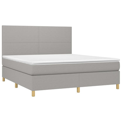 Letto a Molle Materasso e LED Grigio Chiaro 160x200 cm Tessuto - homemem39