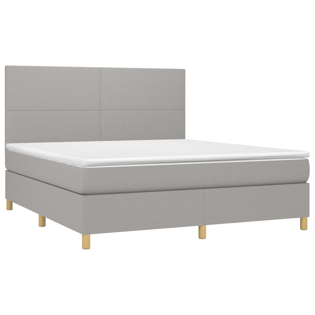 Letto a Molle Materasso e LED Grigio Chiaro 180x200 cm Tessuto - homemem39