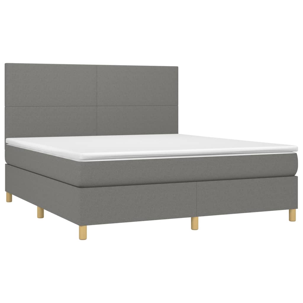 Letto a Molle Materasso e LED Grigio Scuro 180x200cm in Tessuto - homemem39