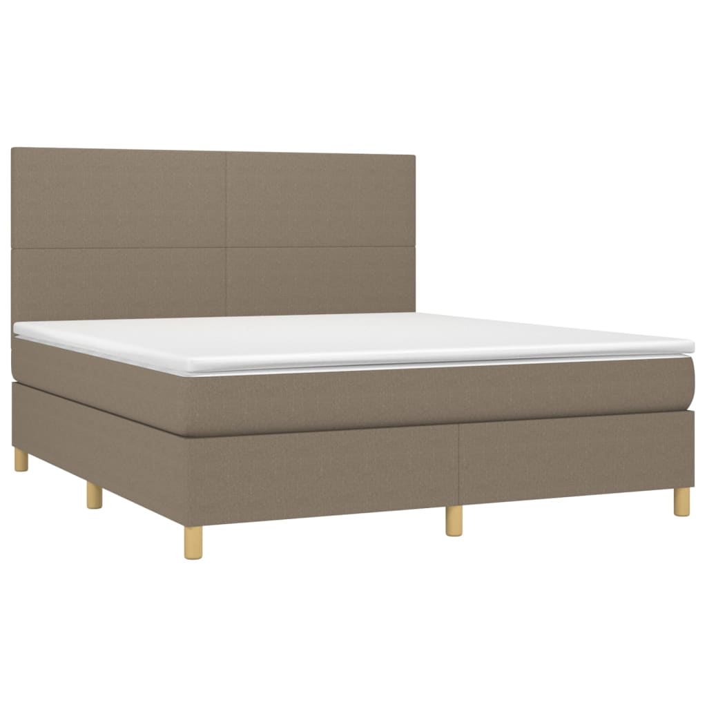 Letto a Molle con Materasso e LED Tortora 180x200 cm in Tessuto | homemem39