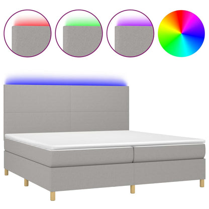 Letto a Molle Materasso e LED Grigio Chiaro 200x200 cm Tessuto - homemem39