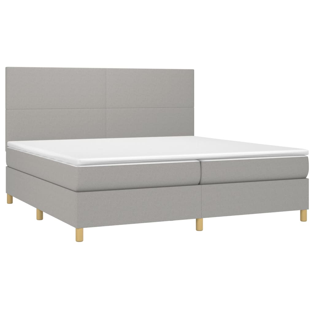Letto a Molle Materasso e LED Grigio Chiaro 200x200 cm Tessuto - homemem39