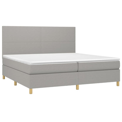 Letto a Molle Materasso e LED Grigio Chiaro 200x200 cm Tessuto - homemem39
