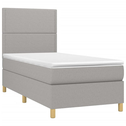 Letto a Molle Materasso e LED Grigio Chiaro 100x200 cm Tessuto - homemem39