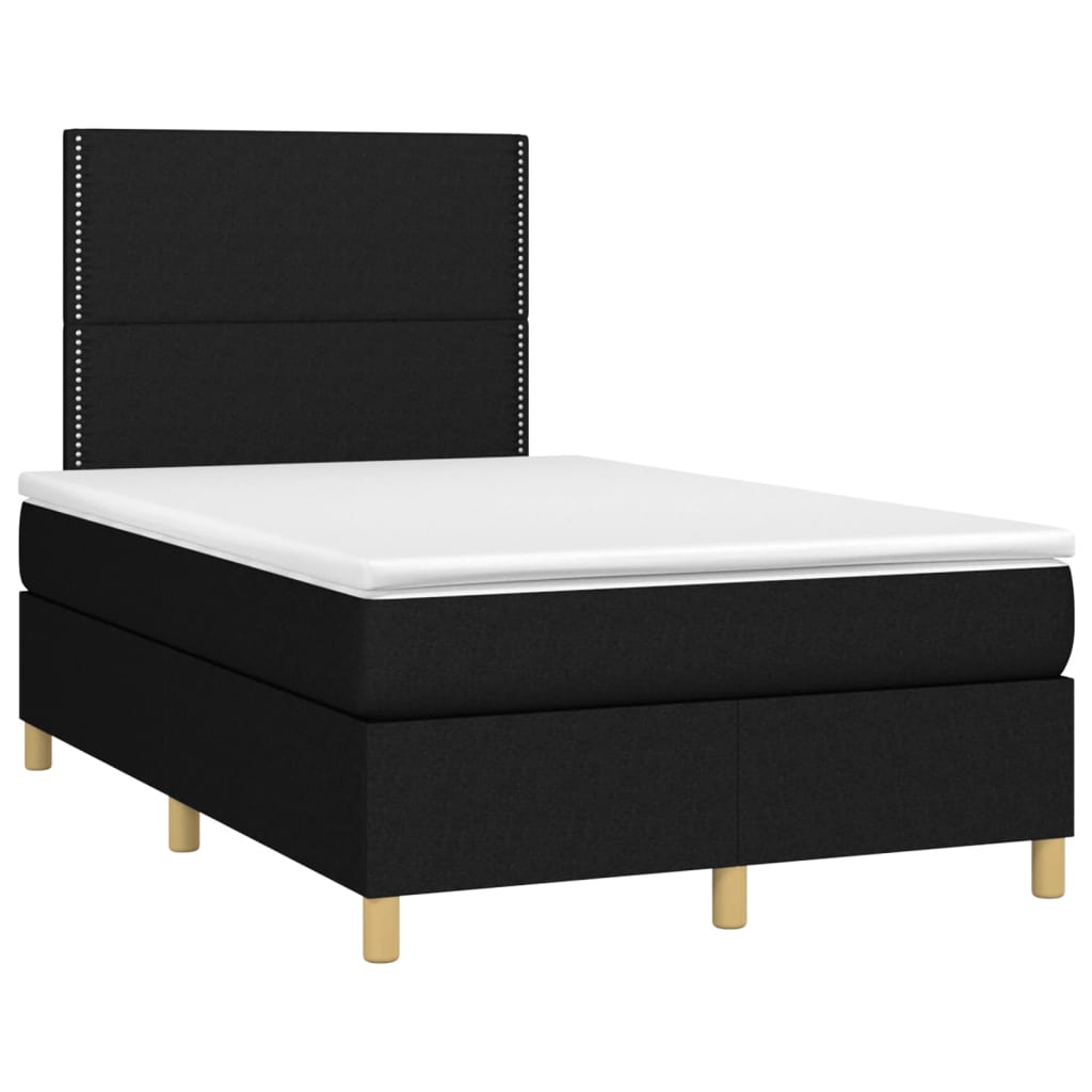 Letto a Molle con Materasso e LED Nero 120x200cm in Tessuto - homemem39