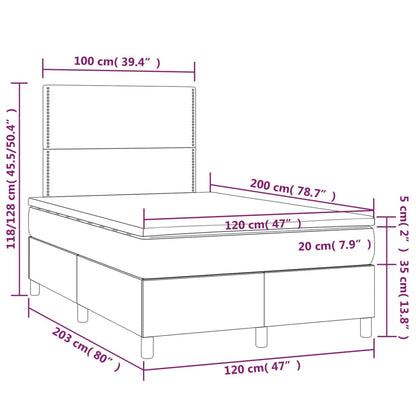 Letto a Molle Materasso e LED Marrone Scuro 120x200 cm Tessuto | homemem39