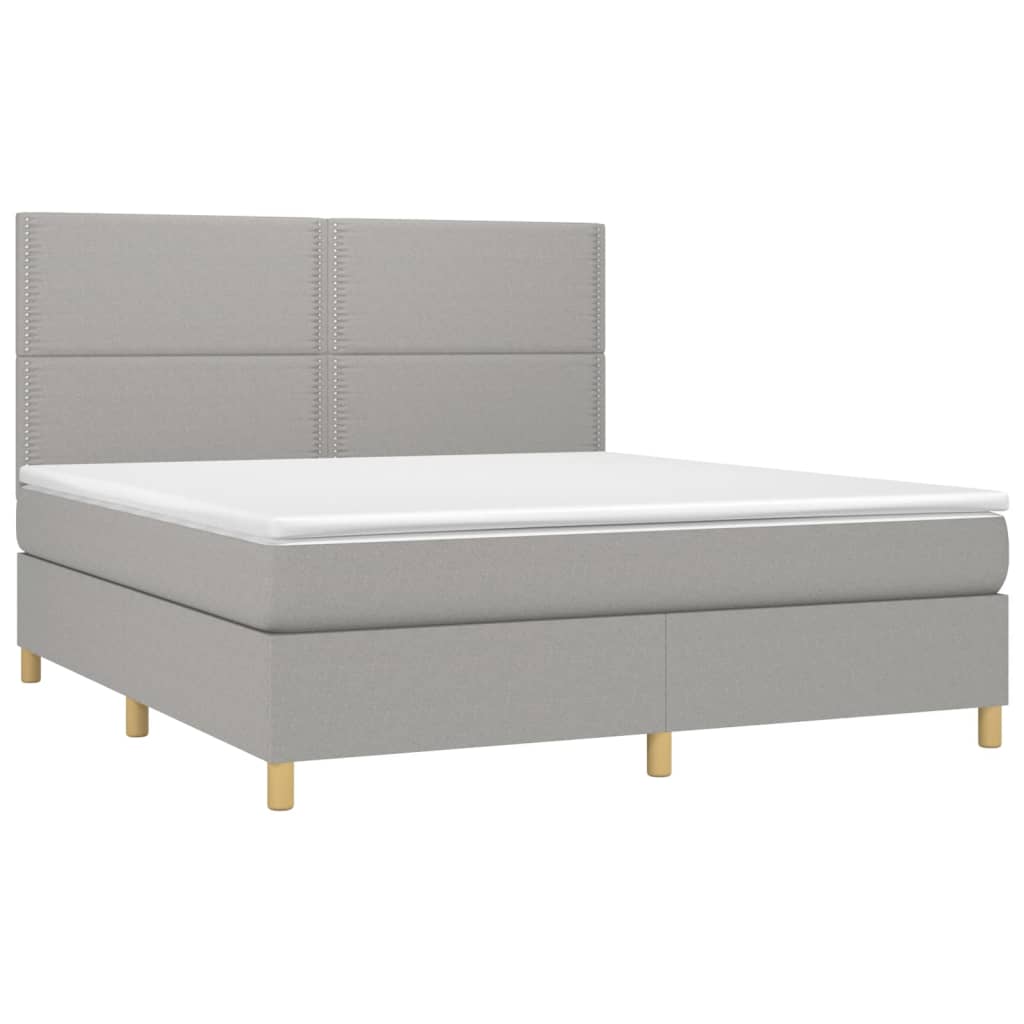 Letto a Molle Materasso e LED Grigio Chiaro 180x200 cm Tessuto - homemem39