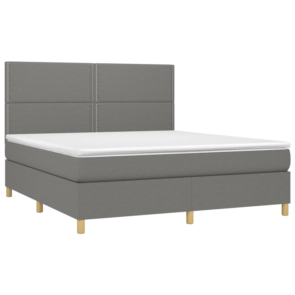 Letto a Molle Materasso e LED Grigio Scuro 180x200cm in Tessuto - homemem39