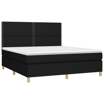 Letto a Molle con Materasso e LED Nero 180x200cm in Tessuto - homemem39