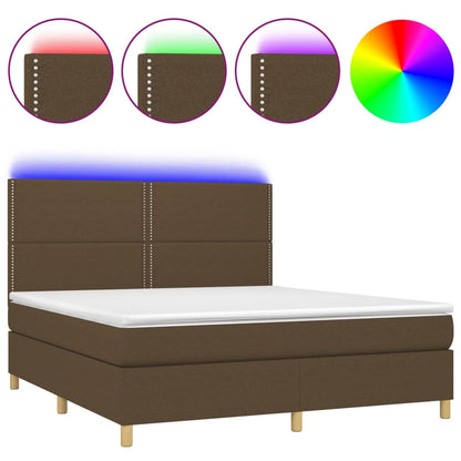 Letto a Molle Materasso e LED MarroneScuro 180x200cm in Tessuto | homemem39