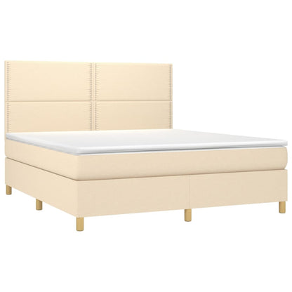 Letto a Molle con Materasso e LED Crema 180x200 cm in Tessuto - homemem39