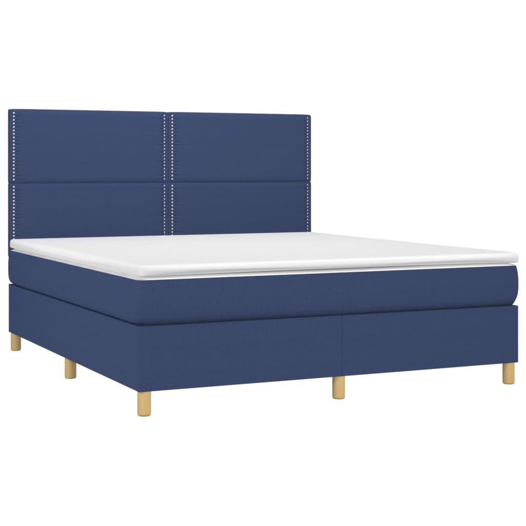 Letto a Molle con Materasso e LED Blu 180x200 cm in Tessuto - homemem39