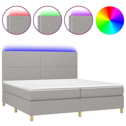 Letto a Molle Materasso e LED Grigio Chiaro 200x200 cm Tessuto - homemem39
