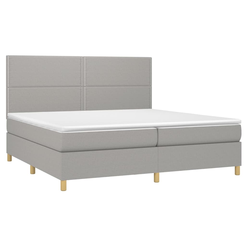 Letto a Molle Materasso e LED Grigio Chiaro 200x200 cm Tessuto - homemem39