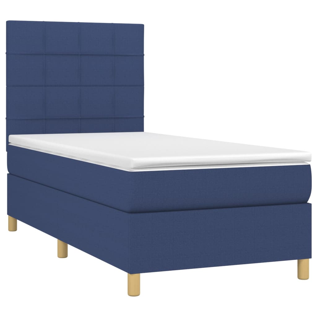 Letto a Molle con Materasso e LED Blu 80x200 cm in Tessuto | homemem39
