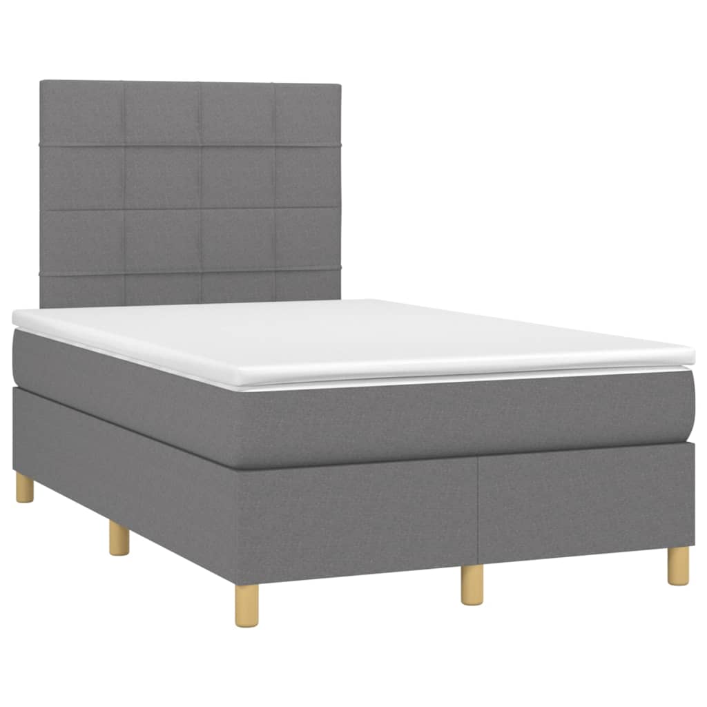 Letto a Molle Materasso e LED Grigio Scuro 120x200cm in Tessuto | homemem39