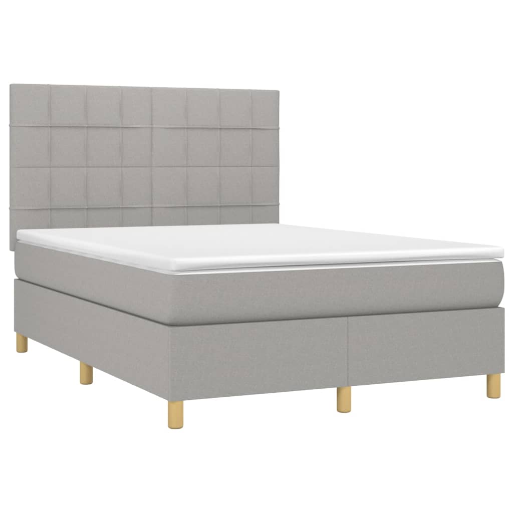 Letto a Molle Materasso e LED Grigio Chiaro 140x200 cm Tessuto - homemem39