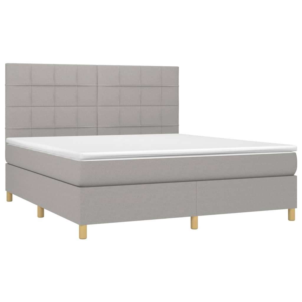 Letto a Molle Materasso e LED Grigio Chiaro 180x200 cm Tessuto - homemem39