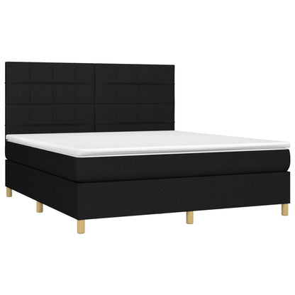 Letto a Molle con Materasso e LED Nero 180x200cm in Tessuto - homemem39