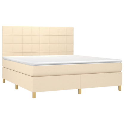 Letto a Molle con Materasso e LED Crema 180x200 cm in Tessuto - homemem39