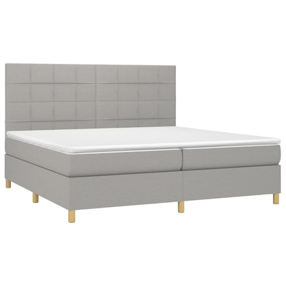 Letto a Molle Materasso e LED Grigio Chiaro 200x200 cm Tessuto - homemem39