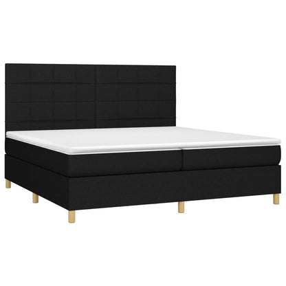 Letto a Molle Materasso e LED Nero 200x200cm in Tessuto - homemem39