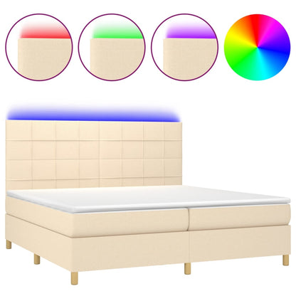 Letto a Molle Materasso e LED bianco 200x200cm in Tessuto | homemem39