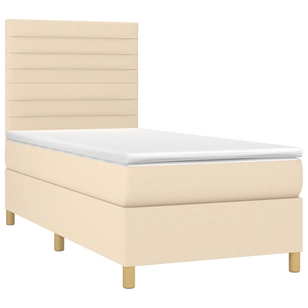 Letto a Molle con Materasso e LED Crema 80x200 cm in Tessuto - homemem39