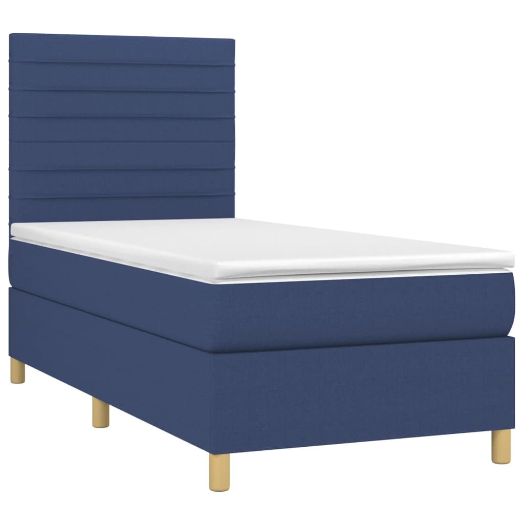 Letto a Molle con Materasso e LED Blu 90x190 cm in Tessuto | homemem39