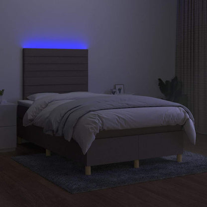 Letto a Molle con Materasso e LED Tortora 120x200cm in Tessuto