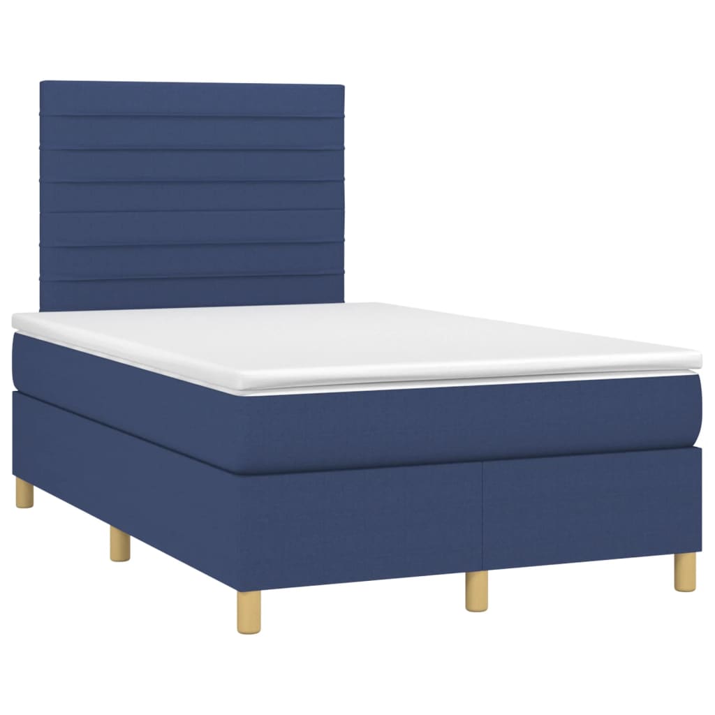 Letto a Molle con Materasso e LED Blu 120x200cm in Tessuto - homemem39