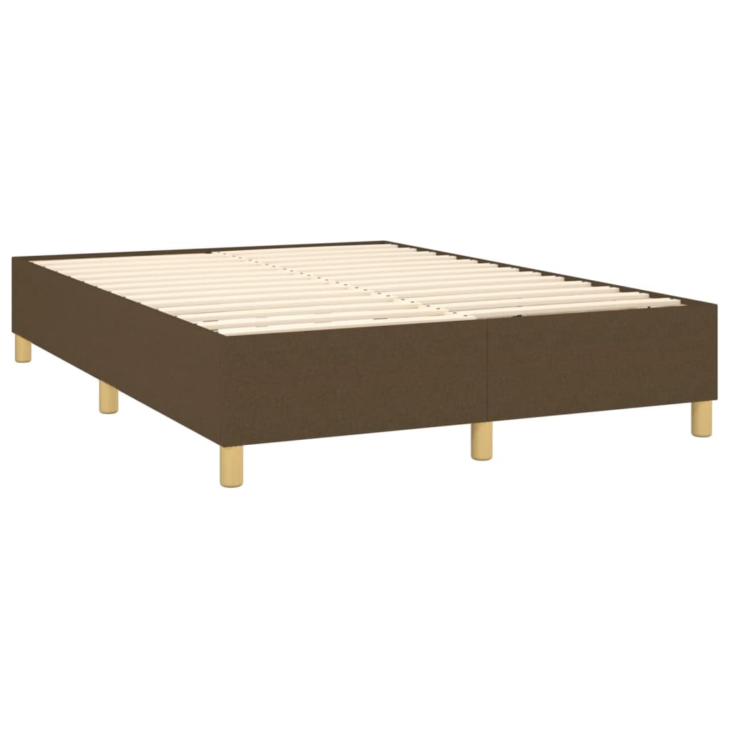Letto a Molle Materasso e LED Marrone Scuro 140x200 cm Tessuto | homemem39