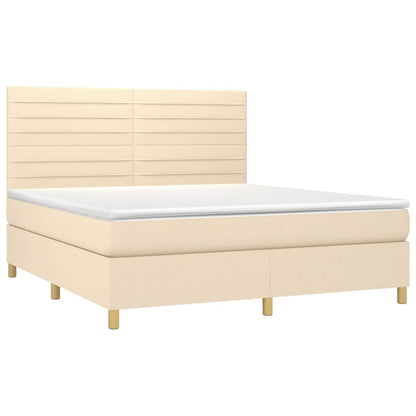 Letto a Molle con Materasso e LED Crema 160x200 cm in Tessuto | homemem39