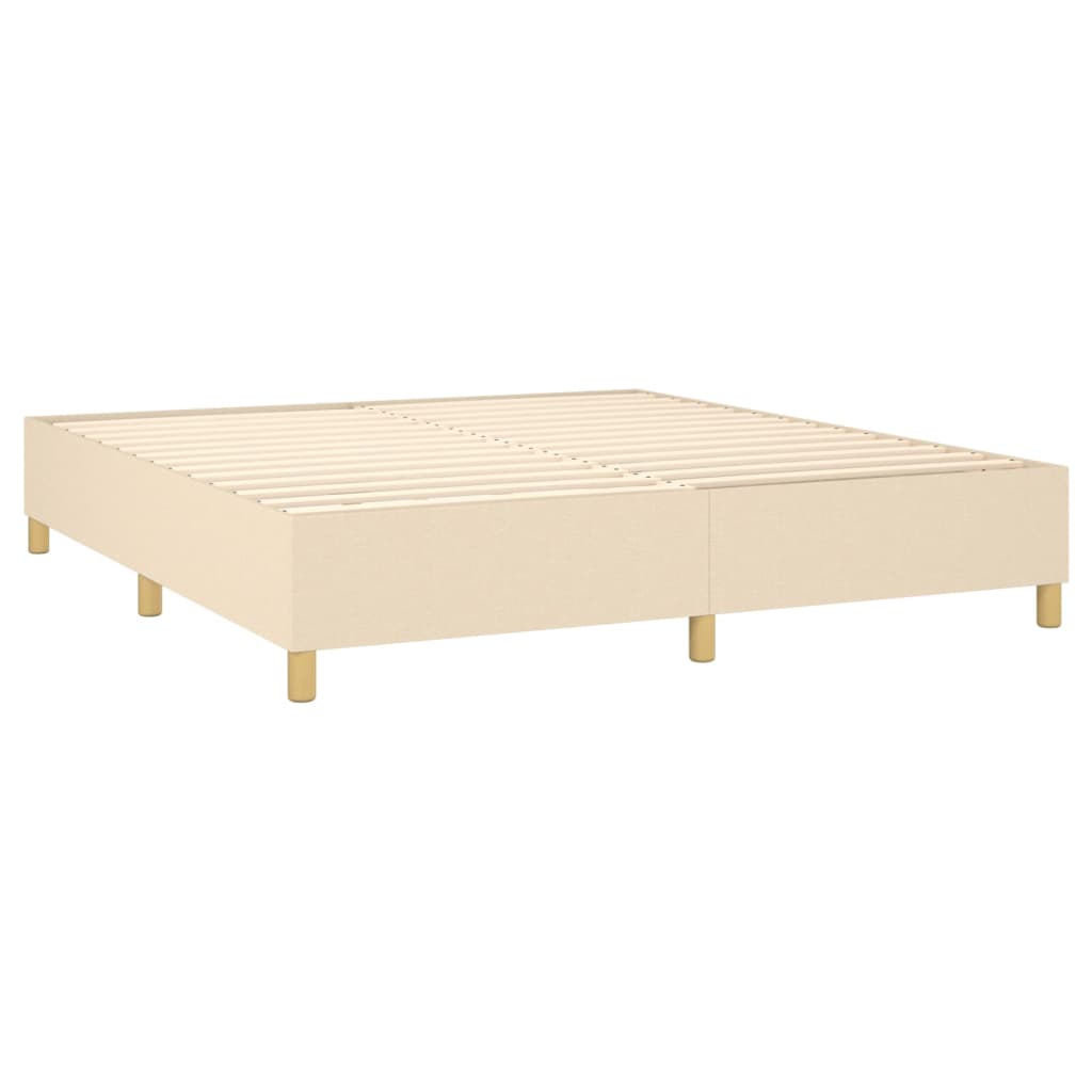 Letto a Molle con Materasso e LED Crema 160x200 cm in Tessuto | homemem39