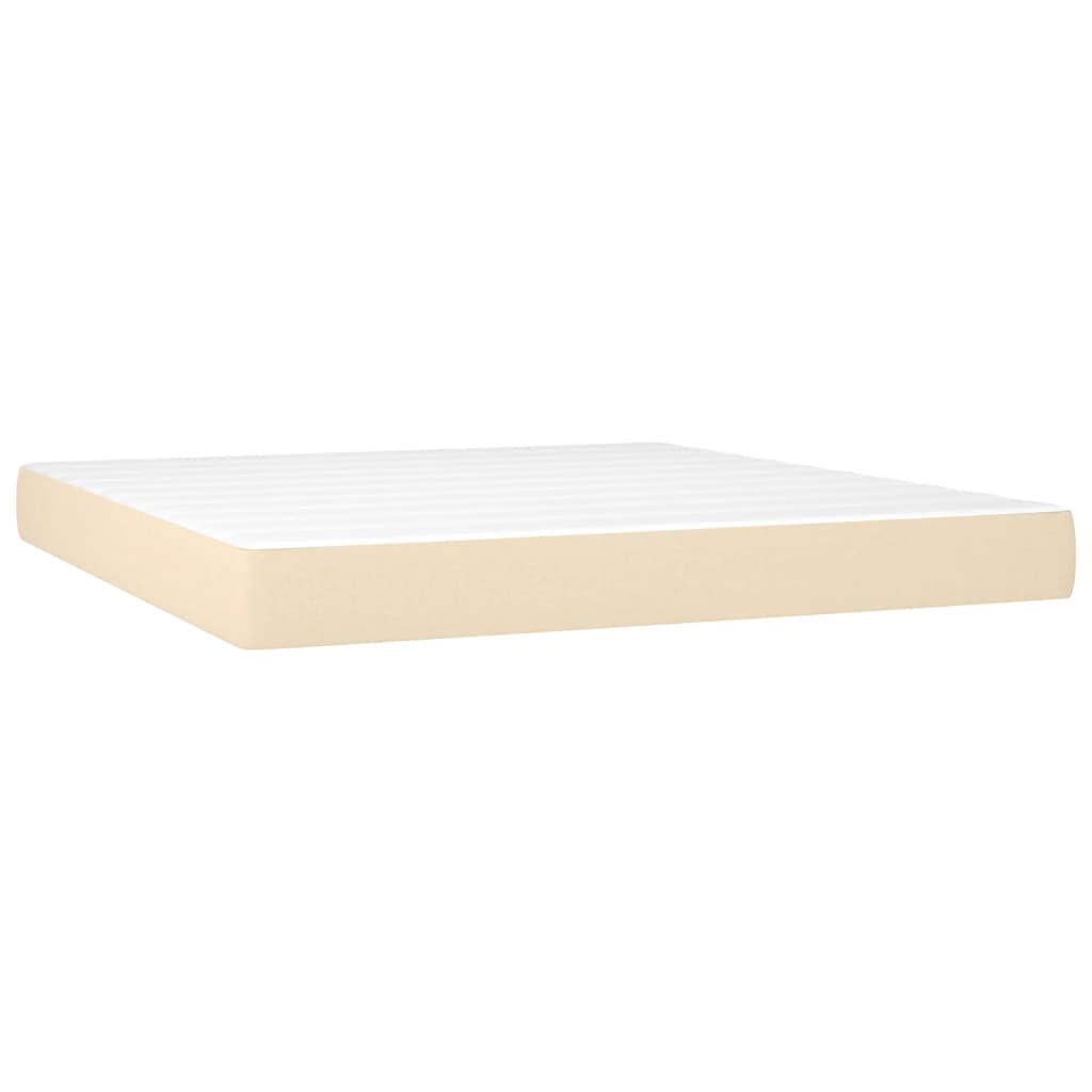 Letto a Molle con Materasso e LED Crema 160x200 cm in Tessuto | homemem39
