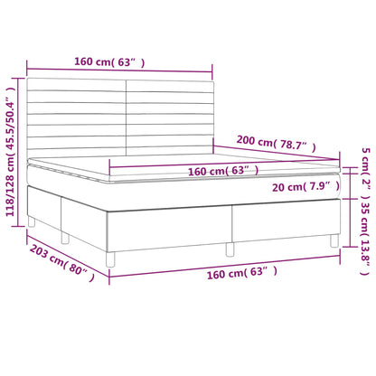 Letto a Molle con Materasso e LED Crema 160x200 cm in Tessuto | homemem39