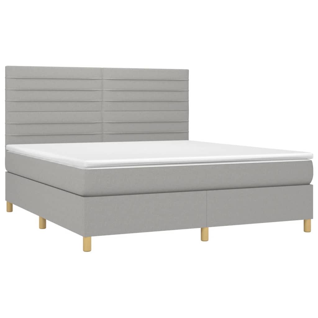 Letto a Molle Materasso e LED Grigio Chiaro 180x200 cm Tessuto - homemem39